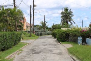 The street path to the Bottom Bay beach