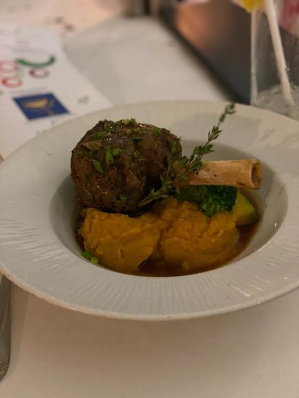 Lamb shank with sweet potato mash